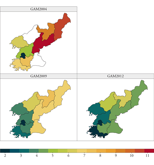 Figure 3. GAM Prevalence by Province (2004-2012)
