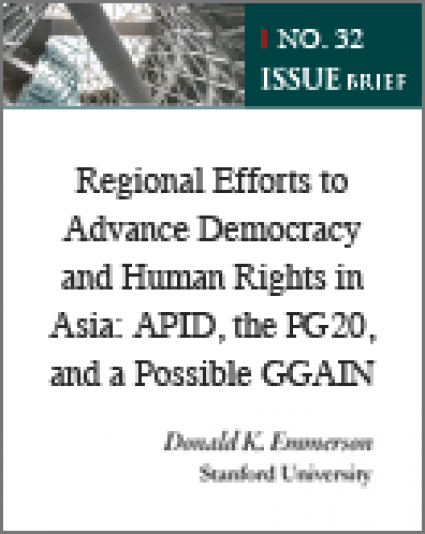 [Issue Brief No. 32] Regional Efforts to Advance Democracy and Human Rights in Asia: APID, the PG20, and a Possible GGAIN<a href="#1" name="a1"><sup>1</sup></a>